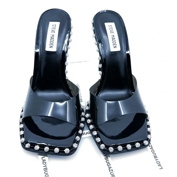 NWOB Steve Madden Women’s Zaylee Black Rhinestone Heels Size 8 - Sold Out - Picture 3 of 13
